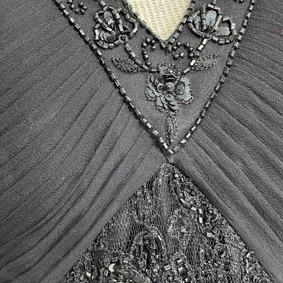 SEAN Collection Dress Black Beaded Cocktail Evening Gown Halter Size Small - Picture 5 of 14